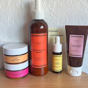 LOT Ceremonia Guava Rescue Hair Heat Protectant Spray, Mask, Papaya Scalp Scrub
